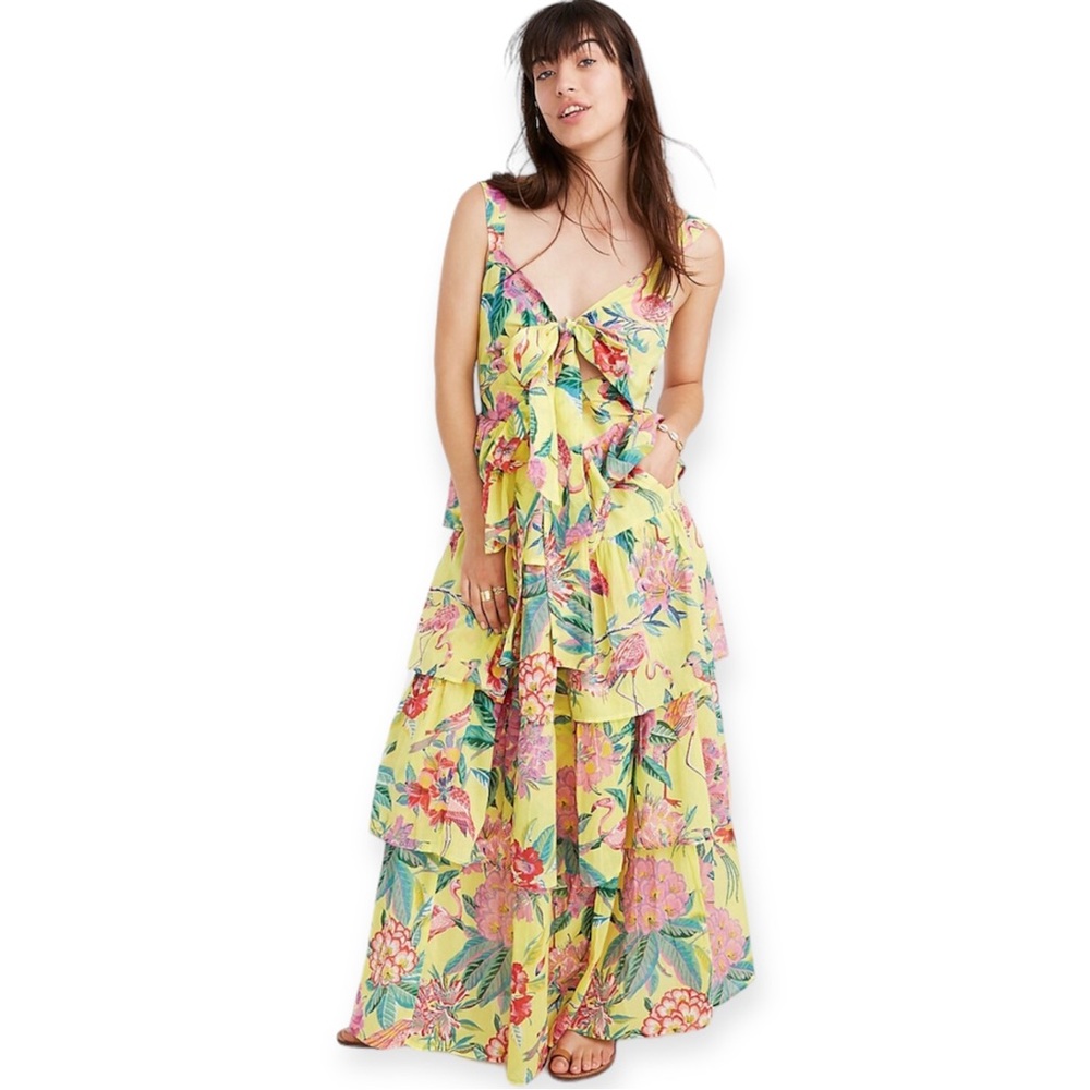 Banjanan Aster Maxi Dress Yellow and Multicolored Floral - Extra Small, …